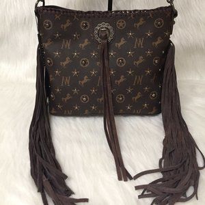 Montana West Signature Monogram Fringe Hand Bag